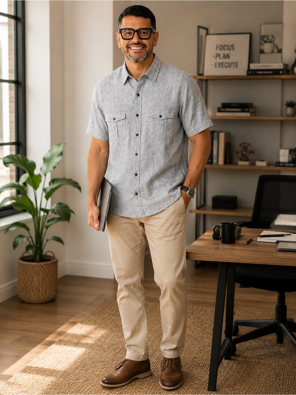 Perry Ellis Slate Gray casual button down shirt
